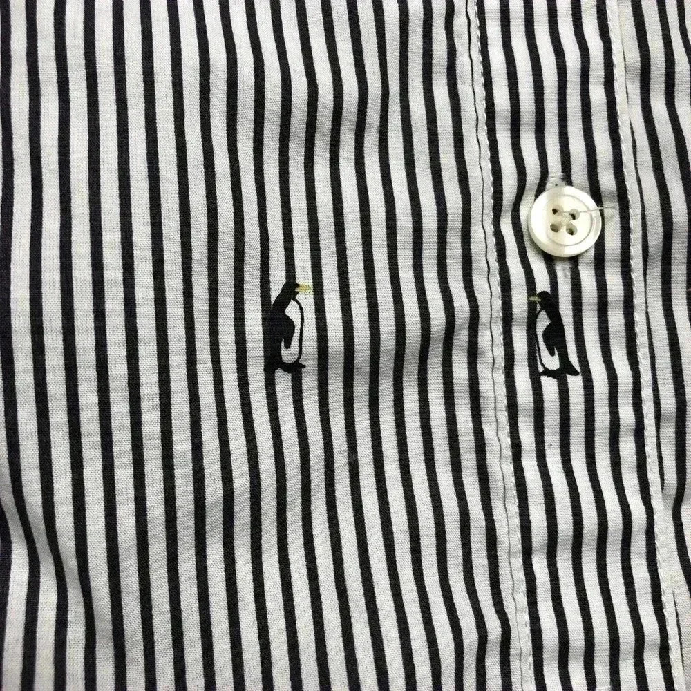 Striped Ruffle Button-Up Shirt - Blue/White - Picture 8 of 12